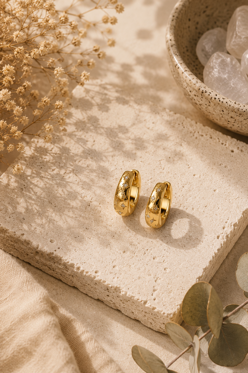 Gold Star Huggie Hoop Earrings