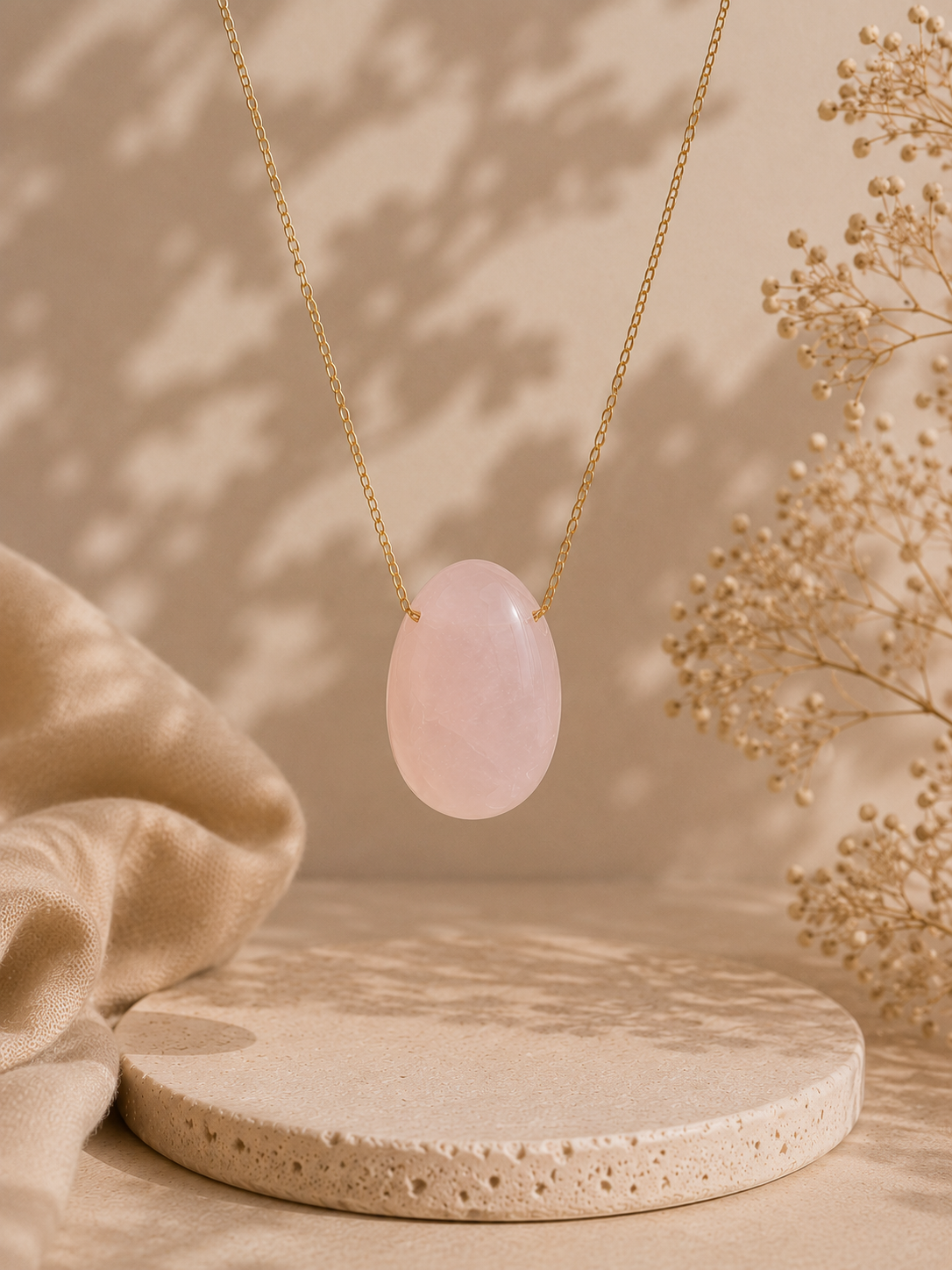 Rose Quartz Polished Necklace