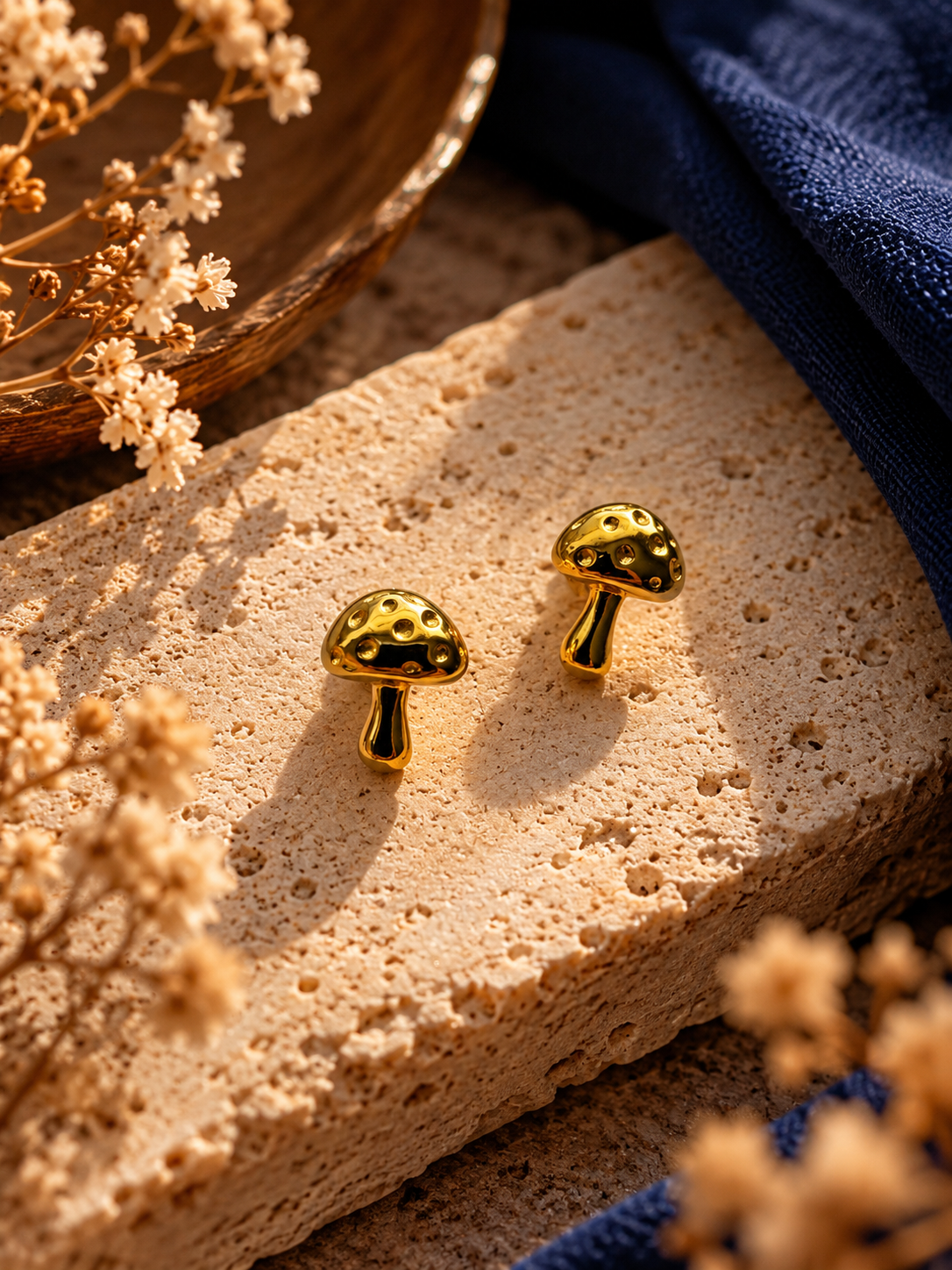 Tiny Mushroom Stud Earrings
