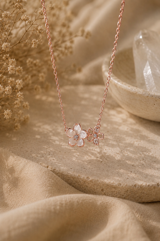 Pink Cherry Blossom Pendant Necklace