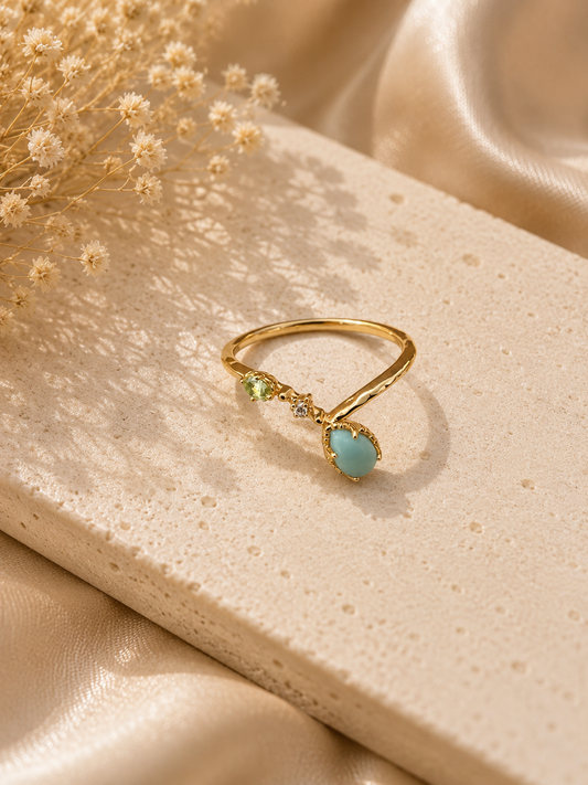 Larimar Cabochon Teardrop Ring