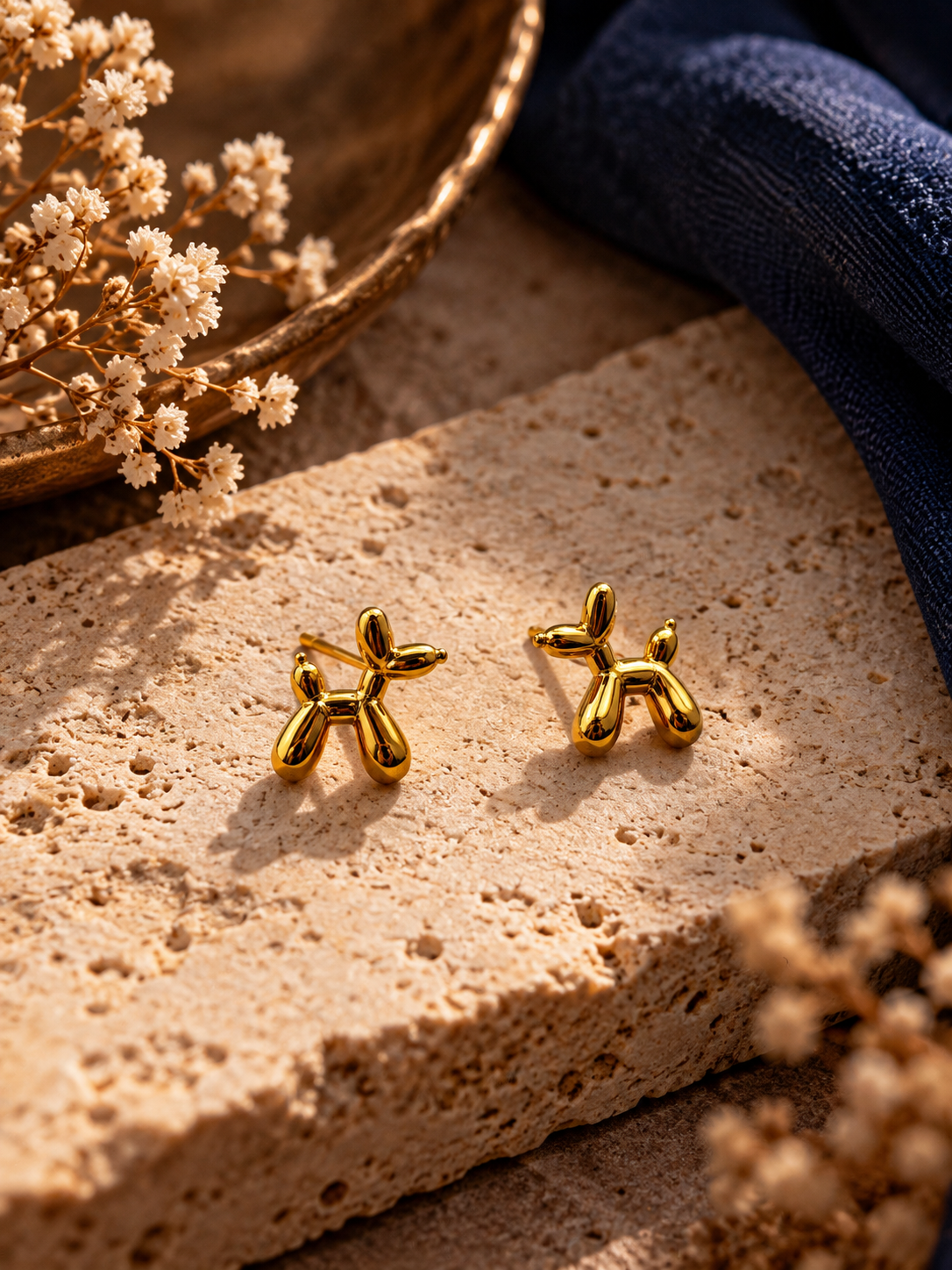 Balloon Dog Ball End Stud Earrings