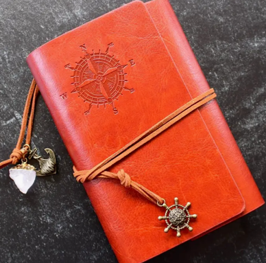 Brown Leather Notebook w/ Crystal Accent